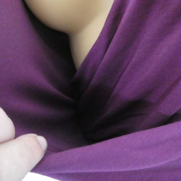 Garnet Hill Juliet Faux Wrap V Neck Draped Ruched Long Sleeve Blouse Top Purple - Picture 6 of 12